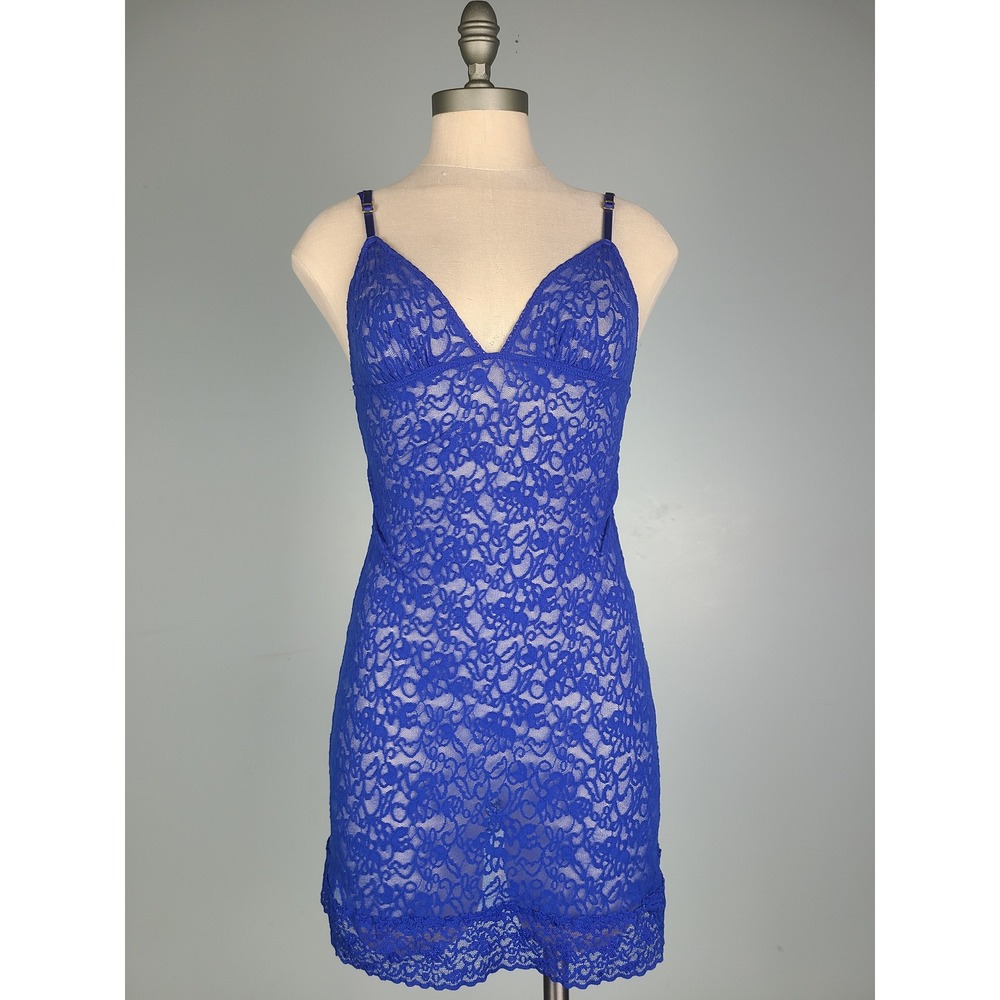 Y2K Victoria's Secret Sz M Babydoll Mini Dress Lacy Blue It Girl Bimbocore Rave